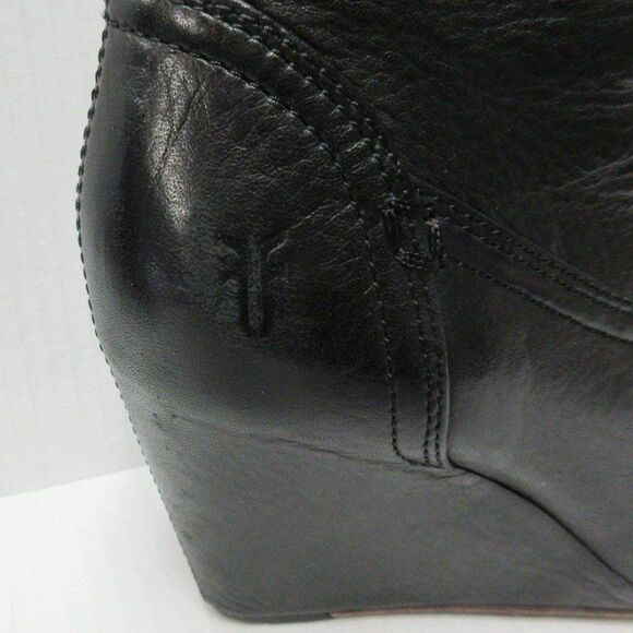 FRYE Regina Covered Wedge Boot Womens Size 6 Western Black Leather Ankle Bootie - Picture 6 of 12